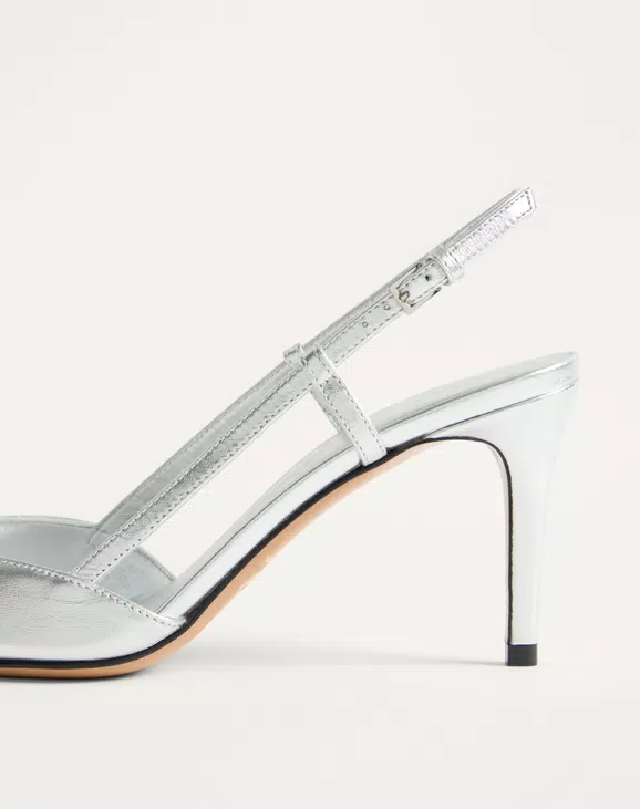 Valentino Vlogo Signature Slingback Pump In Laminated Nappa Leather 80Mm - Image 2